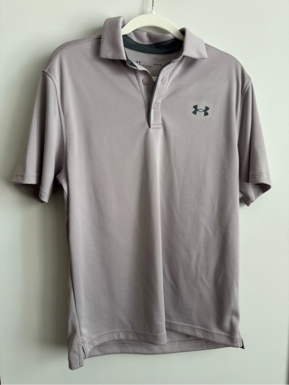 Under Armour Men's Pale Grey Lavender Pinstripe Performance Polo